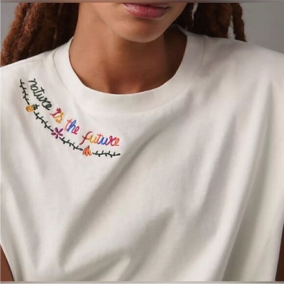 FARM RIO NWT nature is the future embroidered organic cotton top White Size S - Picture 1 of 13